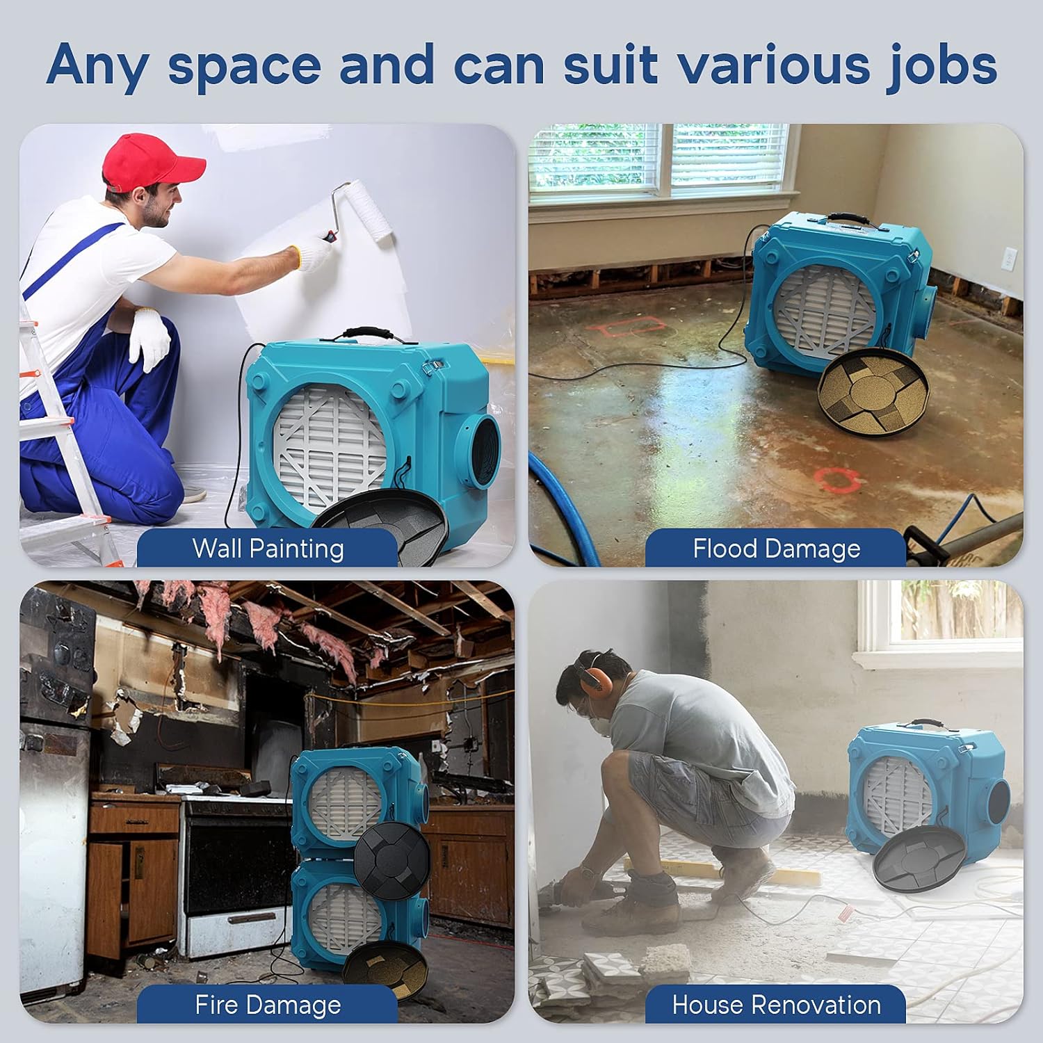 Alorair® Commercial Water Damage Restoration Equipment, 1 x Dehumidifier, 2 x Air Mover and 1 x Scrubber Combo Pack | Storm LGR Extreme & Zeus 900 & CleanShield HEPA 550