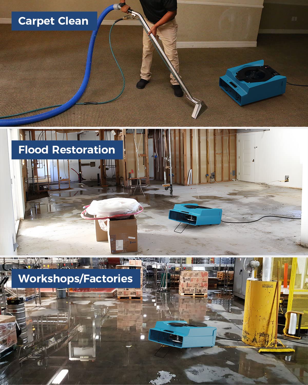 Alorair® Mold Prevention Combo Pack, 1 x Dehumidifier, 4 x Air Mover and 1 x Scrubber | Storm LGR Extreme & Zeus 900 & CleanShield HEPA 550