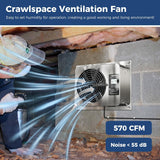 AlorAir® 570 CFM Crawl Space Ventilator Fan with Temperature Humidity Controller IP55 Rated | VentirMax 570SD