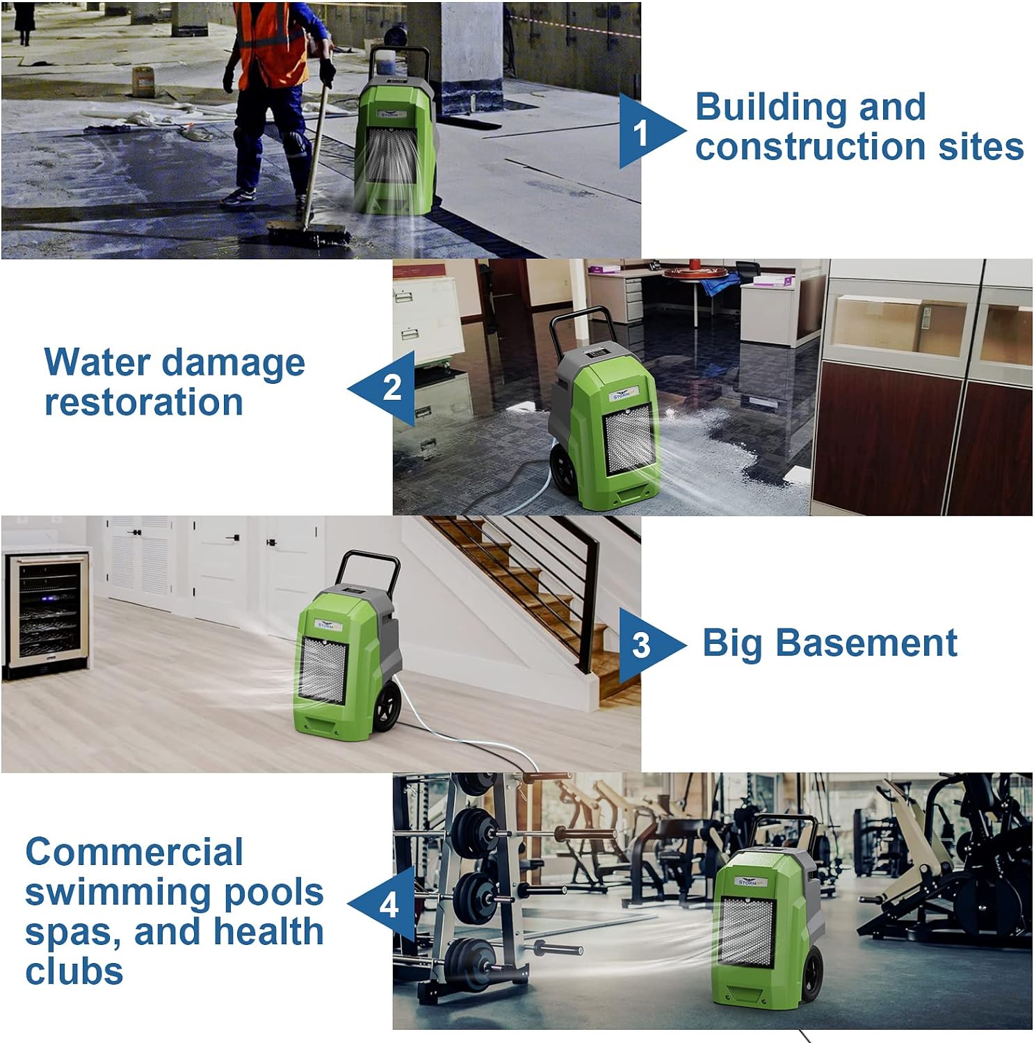 AlorAir® 180 PPD Smart Wi-Fi Industrial Dehumidifier with Pump for Basements, Garages, and Job Sites | Storm Pro