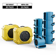 AlorAir Air Solution Combo Pack, 8 X GE1000AT Air Mover, 2 X HEPA 550 Air Scrubber