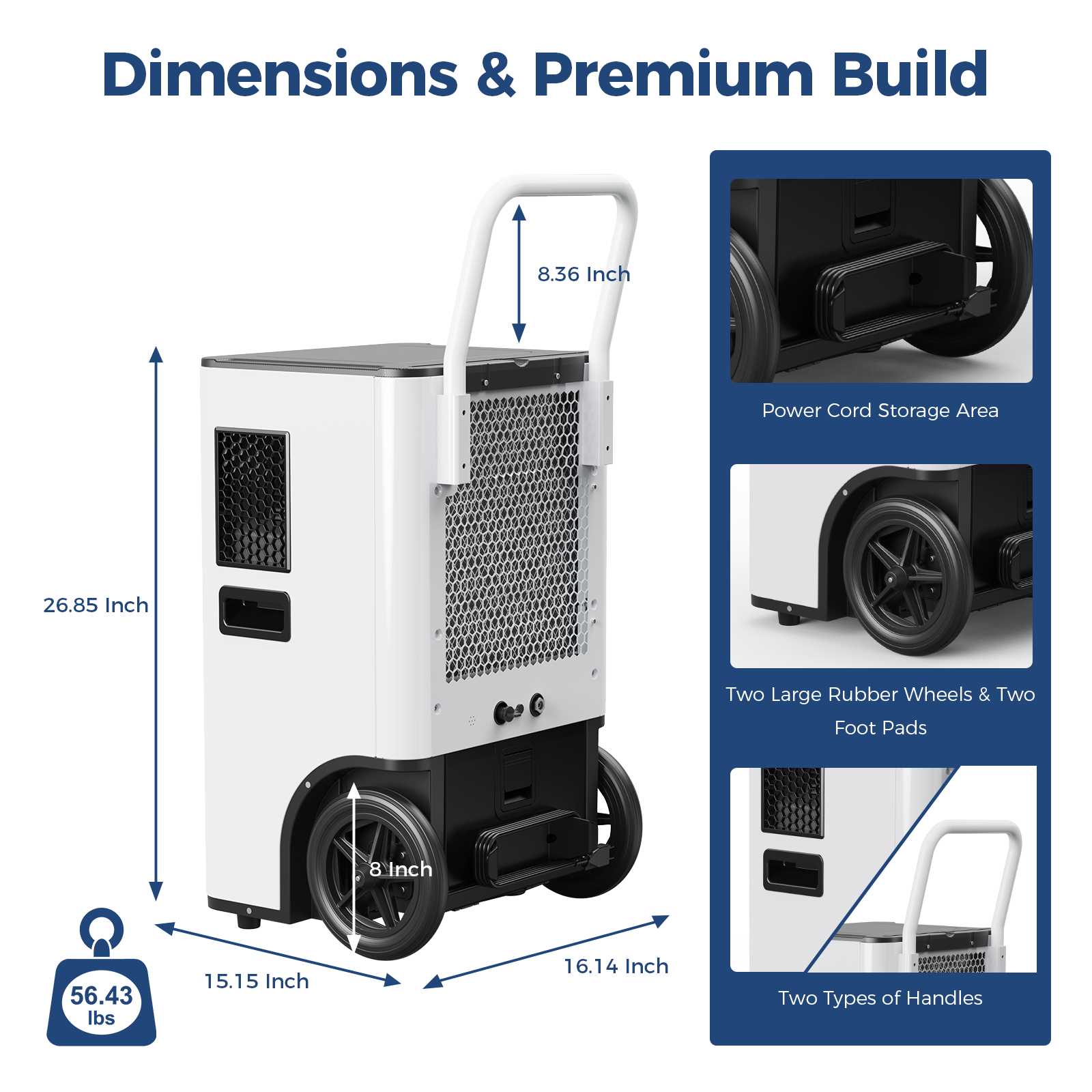 AlorAir® Sentinel Elite60X 145PPD Commercial Dehumidifier with Pump & Drain Hose for 1500 sq.Ft