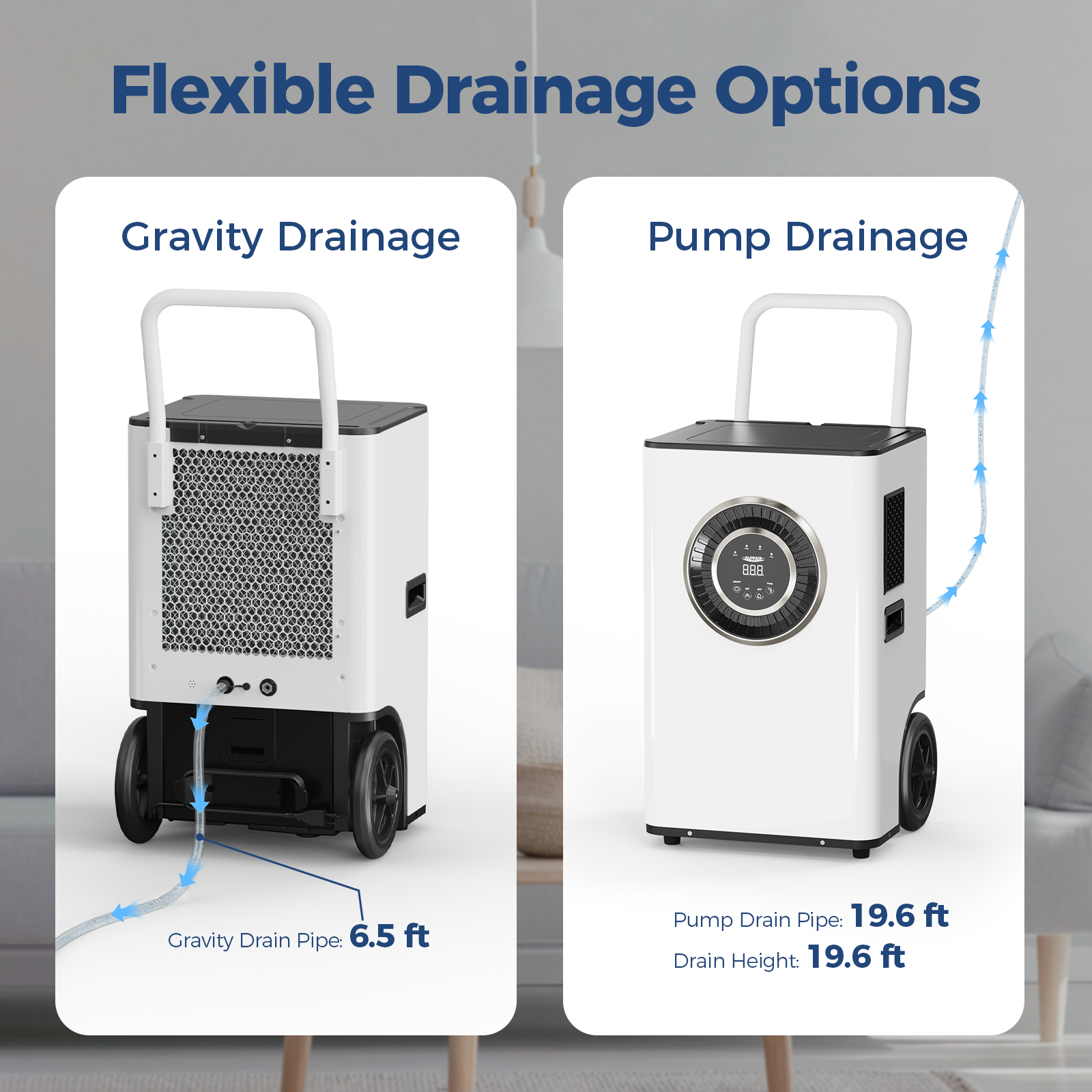 AlorAir® Sentinel Elite60X 145PPD Commercial Dehumidifier with Pump & Drain Hose for 1500 sq.Ft