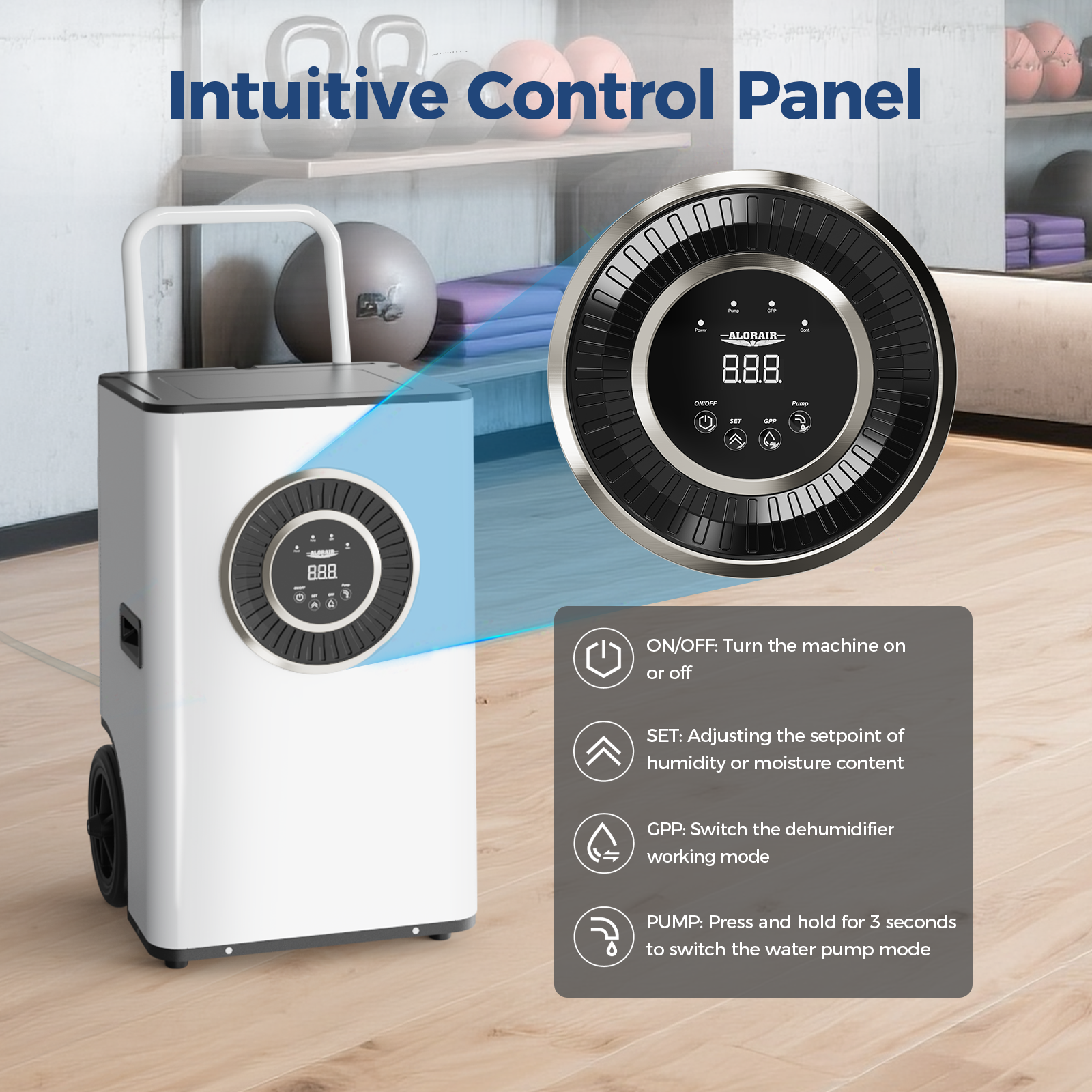 AlorAir® Sentinel Elite60X 145PPD Commercial Dehumidifier with Pump & Drain Hose for 1500 sq.Ft