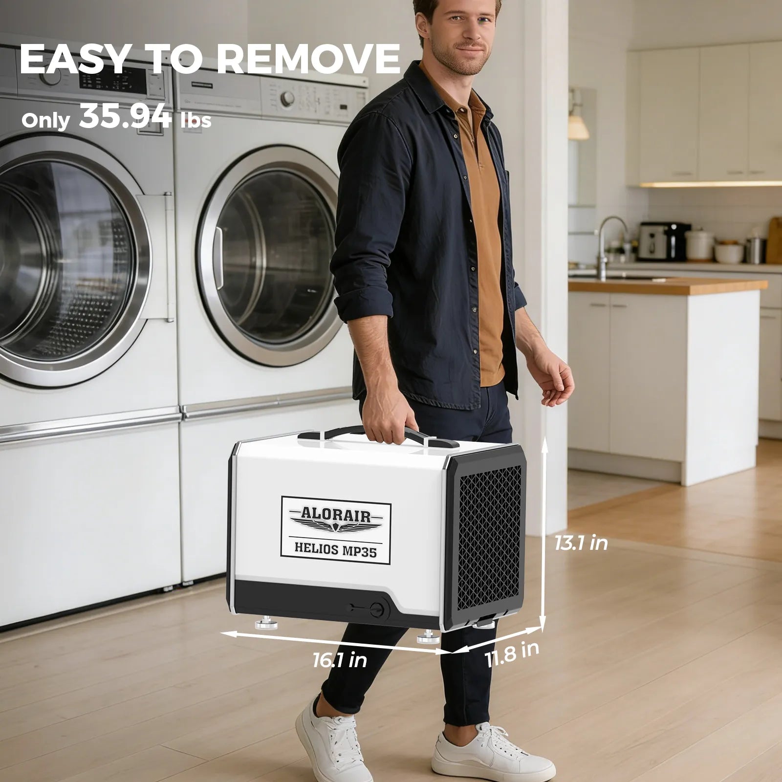 AlorAir 70 PPD Crawl Space Dehumidifier with Pump and Drain Hose, Size for 1000 sq.ft | Helios MP35