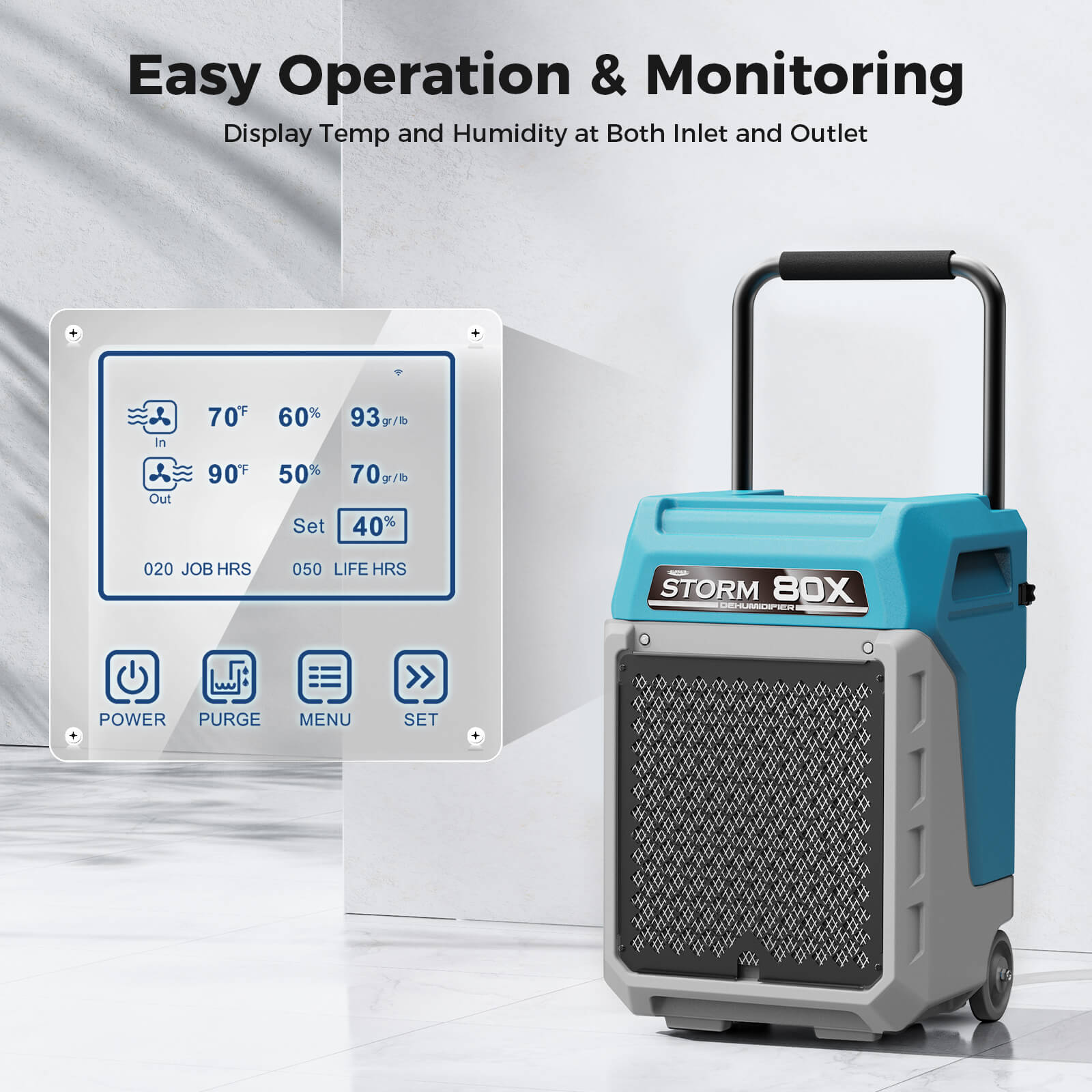 AlorAir® Storm 80X | 170 PPD Commercial Portable Dehumidifier with Pump for Water Damage Restoration