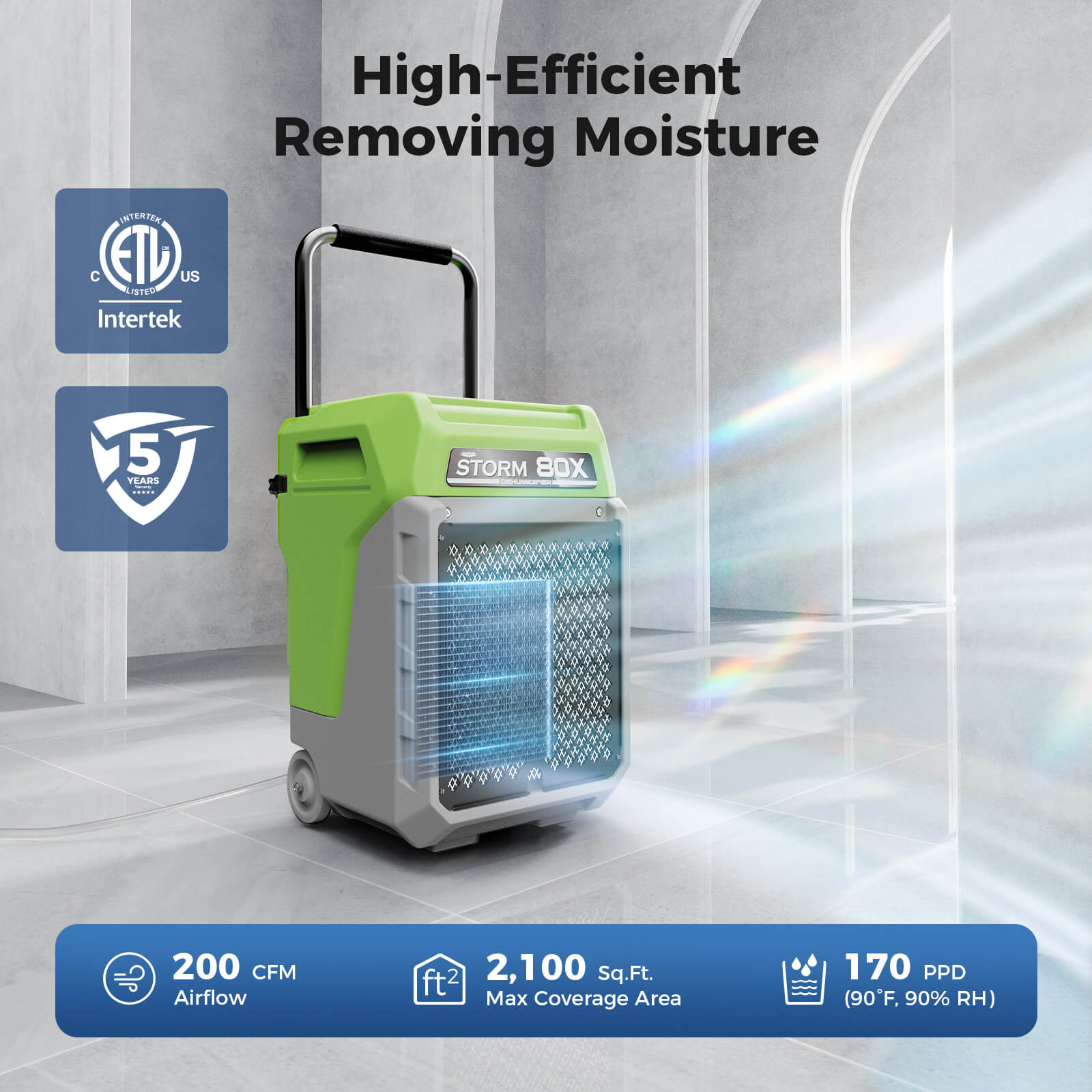 AlorAir® Storm 80X | 170 PPD Commercial Portable Dehumidifier with Pump for Water Damage Restoration