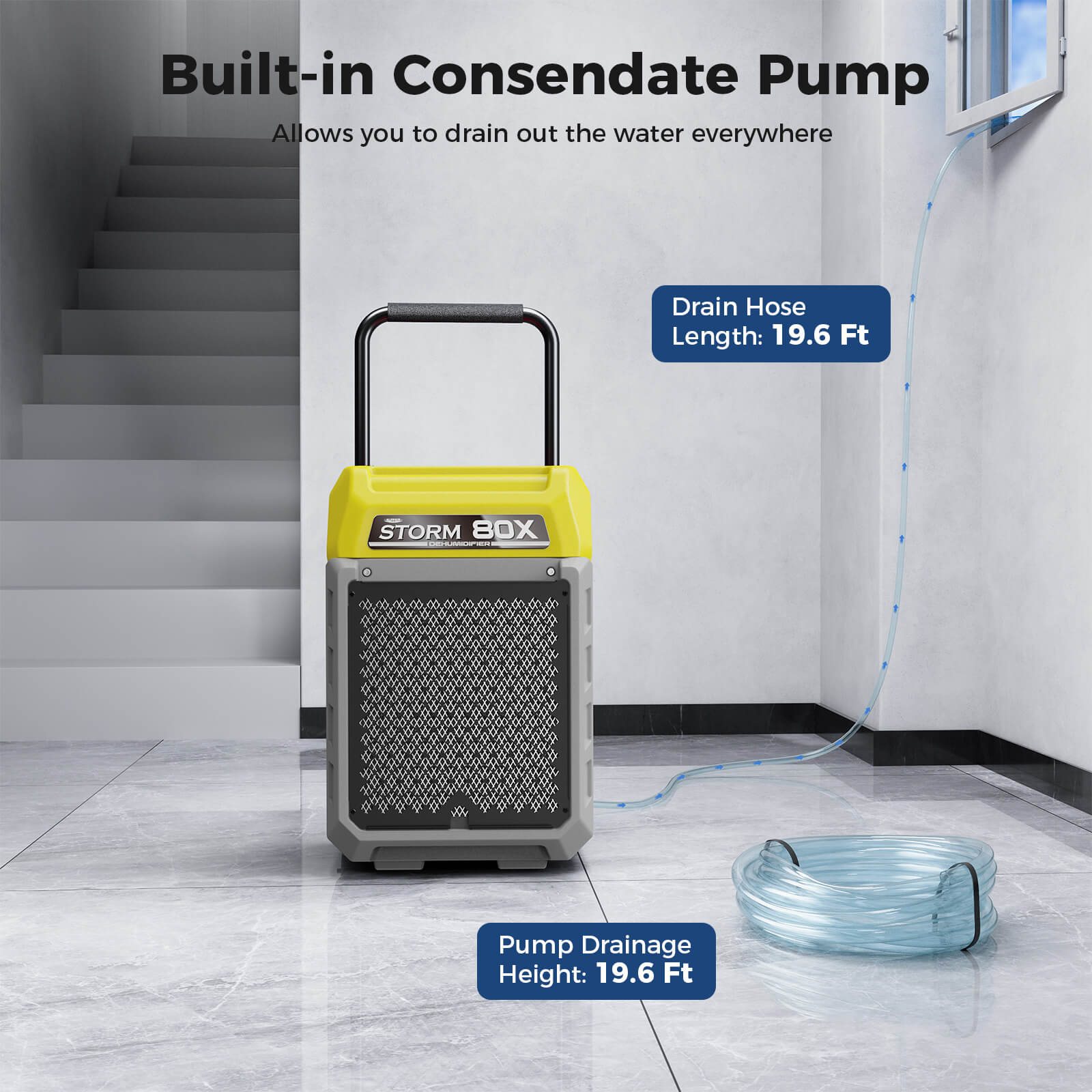 AlorAir® Storm 80X | 170 PPD Commercial Portable Dehumidifier with Pump for Water Damage Restoration