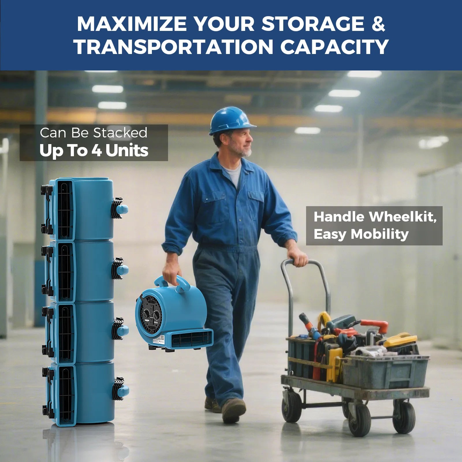 AlorAir® 1000 CFM Air Mover Blower Fan with with 3 Speeds and 5 Adjustable Angles & Timer for Floor Drying Fan and Carpet Dryer | GE1000AT