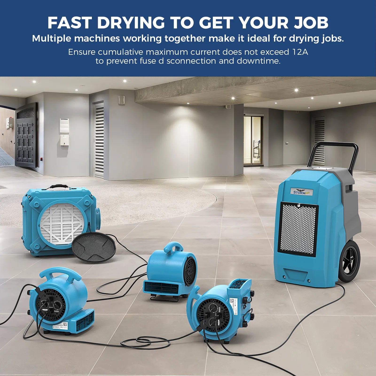 AlorAir® 1000 CFM Air Mover Blower Fan with with 3 Speeds and 5 Adjustable Angles & Timer for Floor Drying Fan and Carpet Dryer | GE1000AT