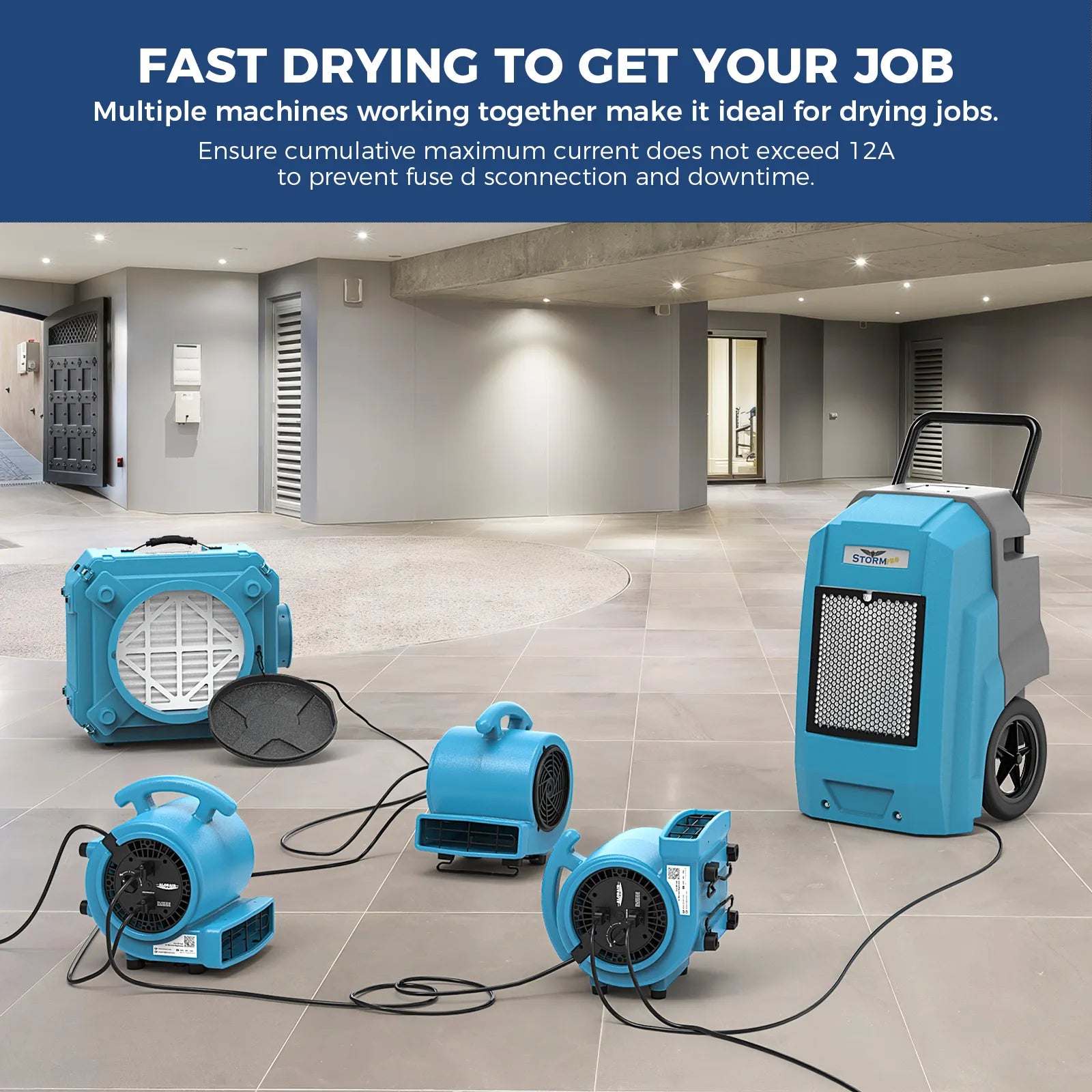 AlorAir® 1000 CFM Air Mover Blower Fan with with 3 Speeds and 5 Adjustable Angles for Floor Drying Fan | GE1000A