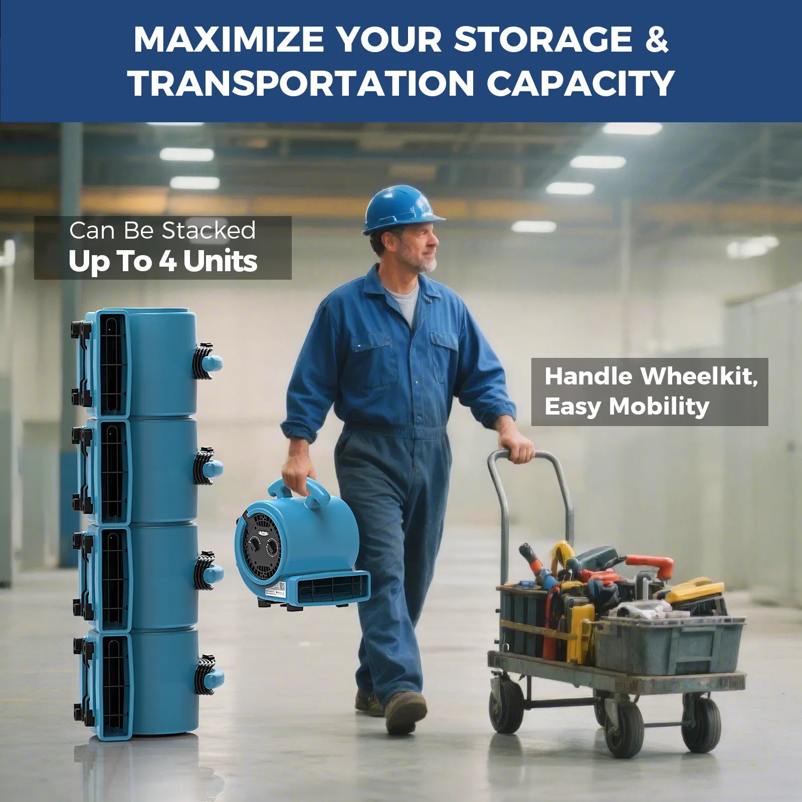 AlorAir® 1000 CFM Air Mover Blower Fan with with 3 Speeds and 5 Adjustable Angles & Timer for Floor Drying Fan | GE1000T