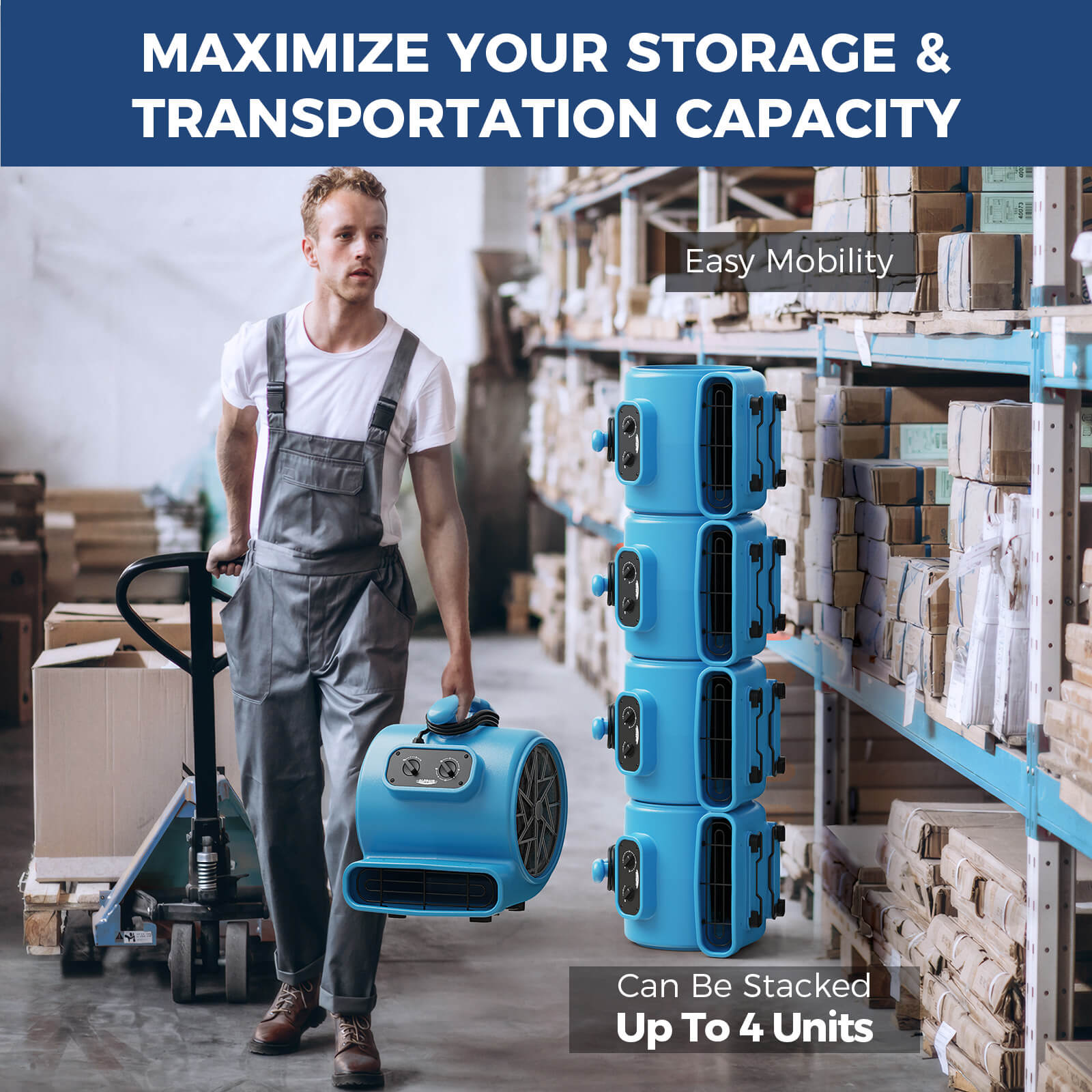 AlorAir® 2000 CFM Air Mover with Timer and MERV-1 Filter for Floor Drying Blower Fan | GE2000TF