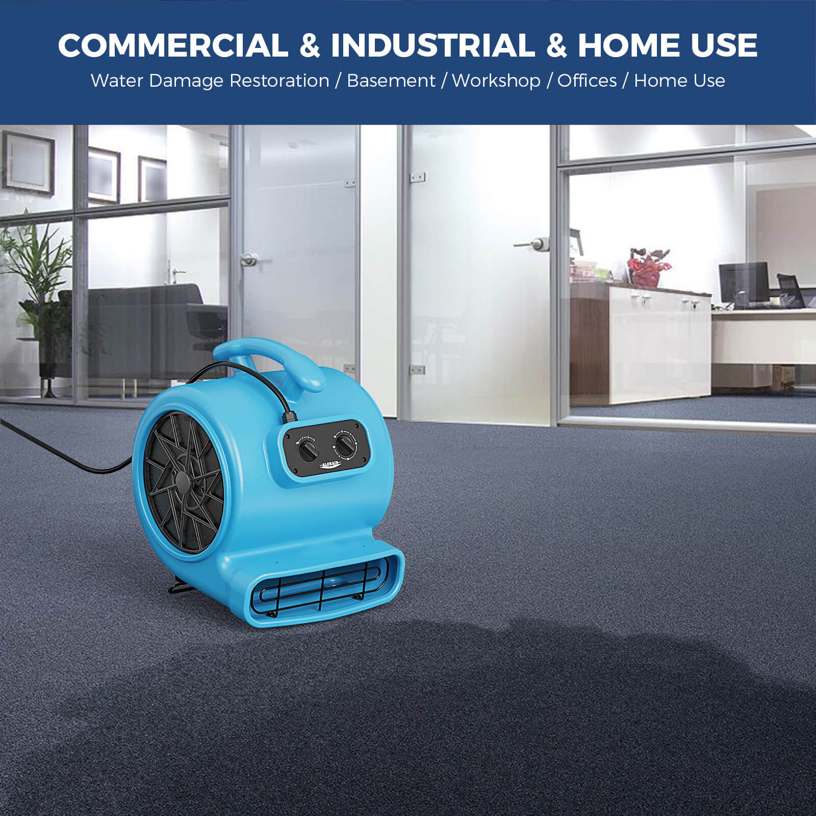 AlorAir® 2000 CFM Air Mover with Timer and MERV-1 Filter for Floor Drying Blower Fan | GE2000TF