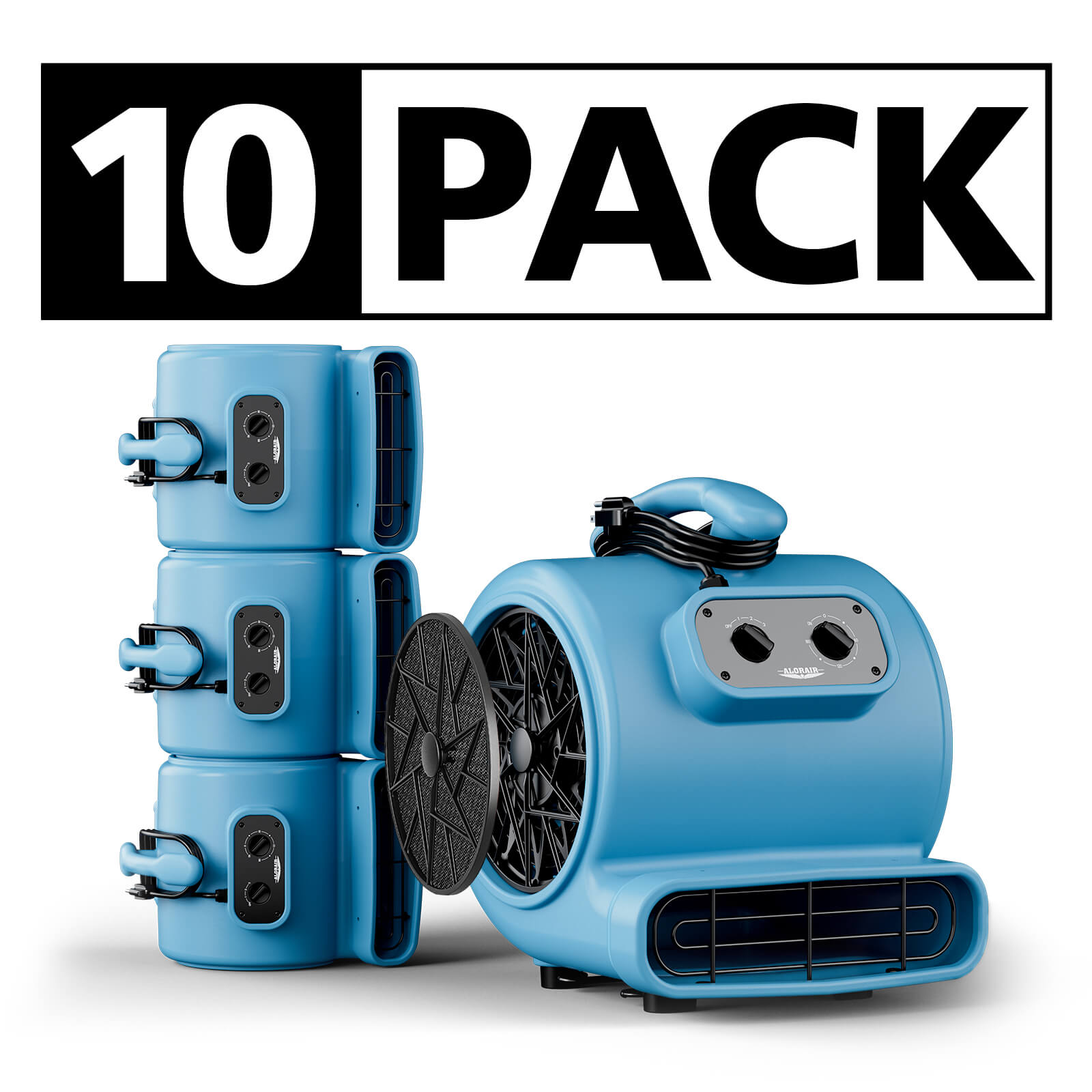 AlorAir® Wholesale Pack GE3000TF Air Mover Blower Fan with with Timer and MERV-1 Filter for Floor Drying