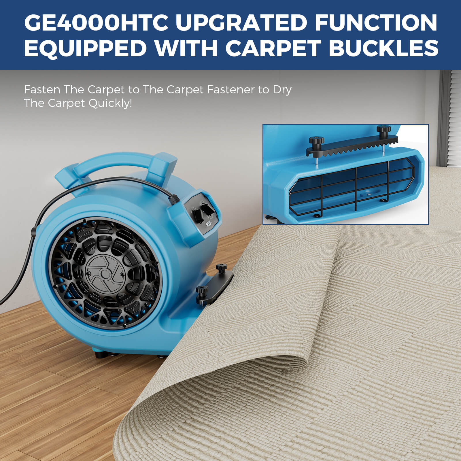 AlorAir® 4000 CFM Air Mover with Timer and Carpet Buckles for Floor Drying Blower Fan | GE4000TC