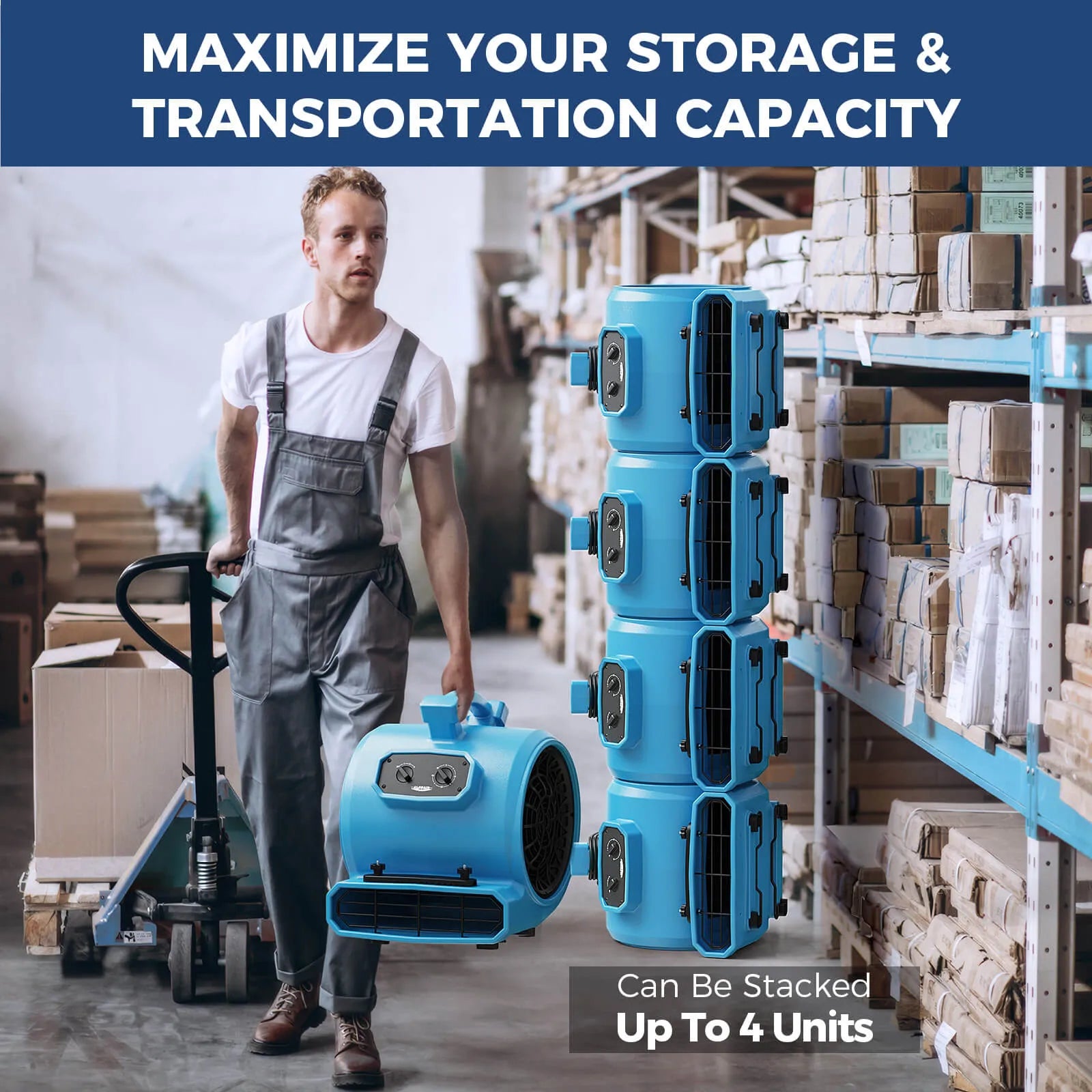 AlorAir Water Damage Restoration Combo Pack, 4 X Storm LGR 1250 Dehumidifier, 10 X GE4000TC Air Mover