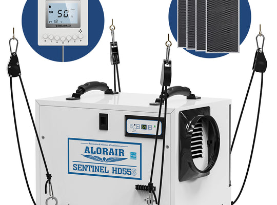 Alorair dehumidifier package，1*HD55S white dehumidifier+1*Remote Controller+1*Hanging Kits+ 4 pack MERV-1  filter