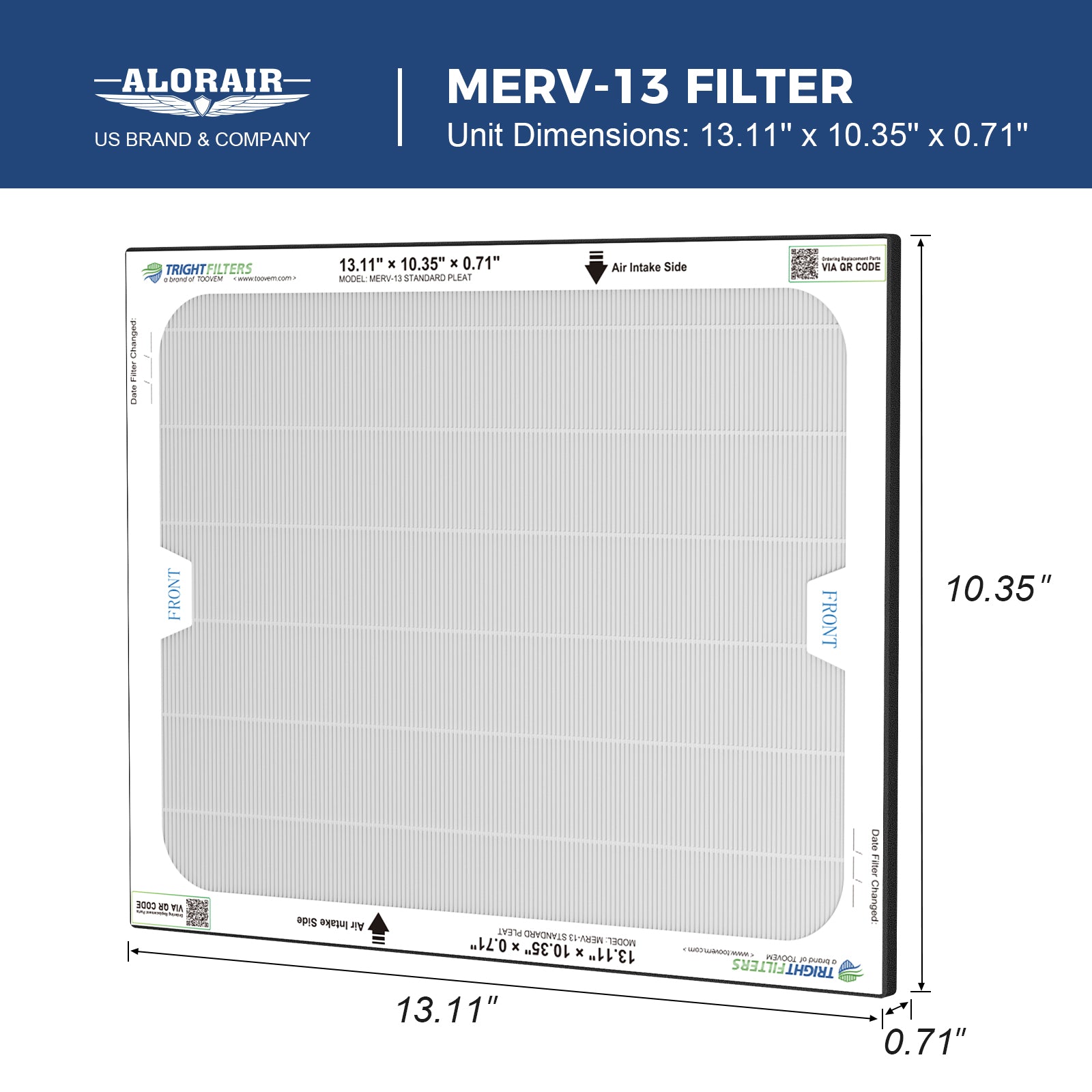 AlorAir 4 Pack MERV-13 Air Filter for Purecare 780S Air Filtration System