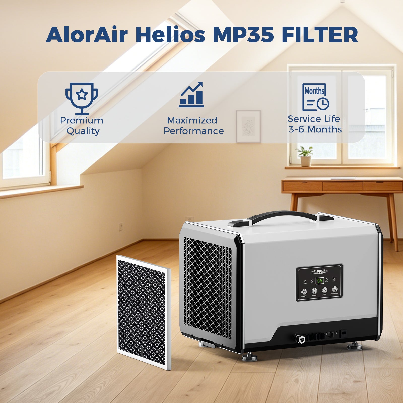 AlorAir 1 Pack MERV-1 Filter for Helios MP35 Crawl Space Dehumidifier
