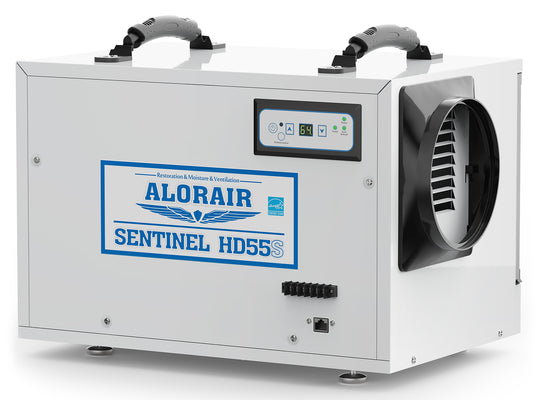 ALORAIR Basement/Crawl Space Dehumidifiers Removal 120 PPD (Saturation), 55 Pint Commercial Dehumidifier | Sentinel HD55S (White)