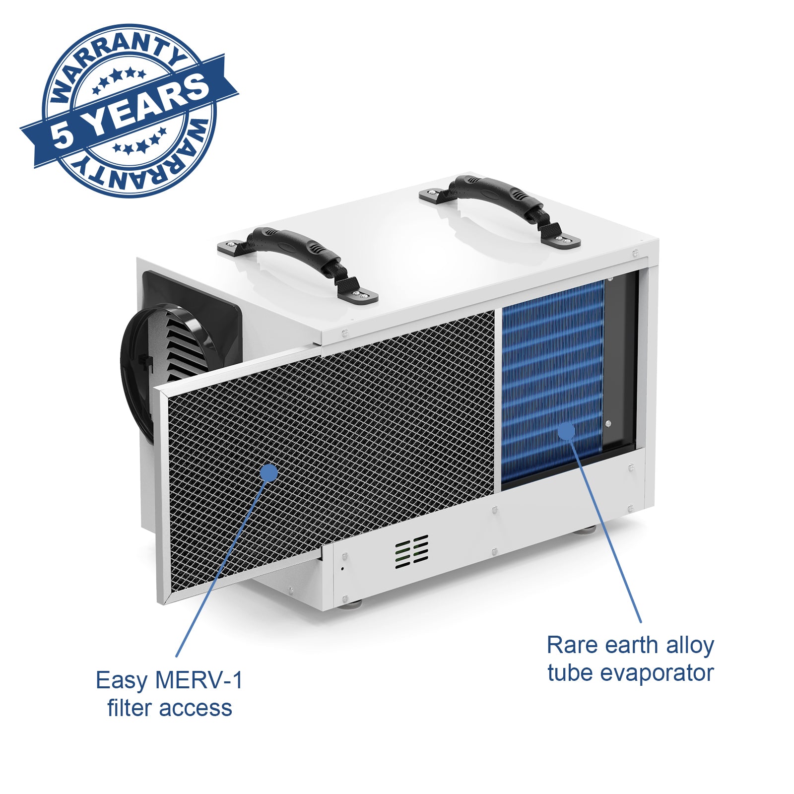 ALORAIR Basement/Crawl Space Dehumidifiers Removal 120 PPD (Saturation), 55 Pint Commercial Dehumidifier | Sentinel HD55S (White)