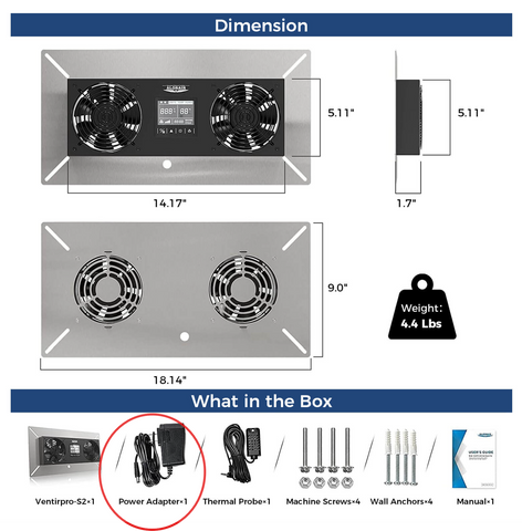 VentirPro-S2 Replacement Power Supply Adapter (Adapter Only)