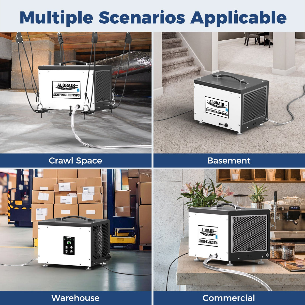 AlorAir 70 PPD Crawl Space Dehumidifier with Pump and Drain Hose, Size for 1000 sq.ft | Sentinel HD35PS