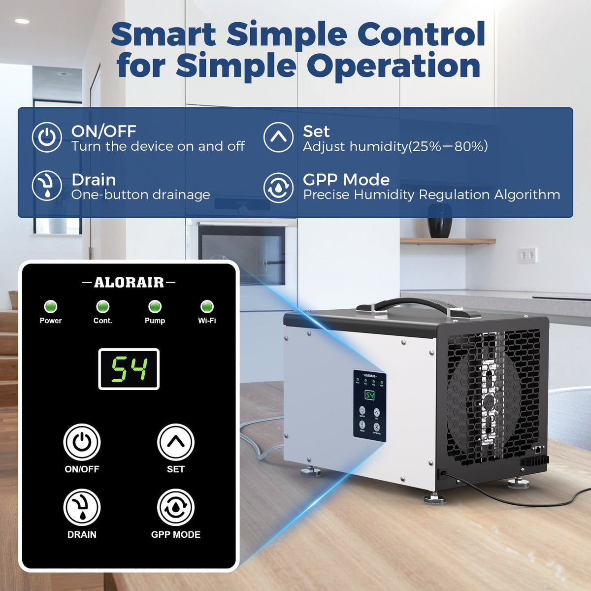AlorAir WiFi 70 PPD Crawl Space Dehumidifier with Built-In Pump and Drain Hose | Sentinel HD35PS WIFI | Size for 1000 Sq. Ft