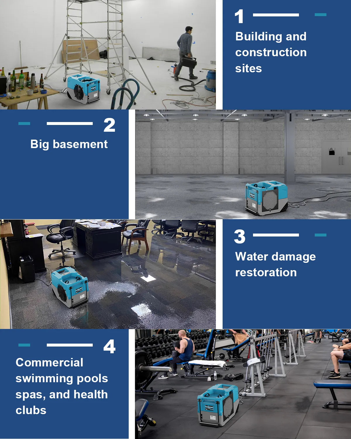 AlorAir Water Damage Restoration Combo Pack, 4 X Storm LGR 1250 Dehumidifier, 10 X GE4000TC Air Mover