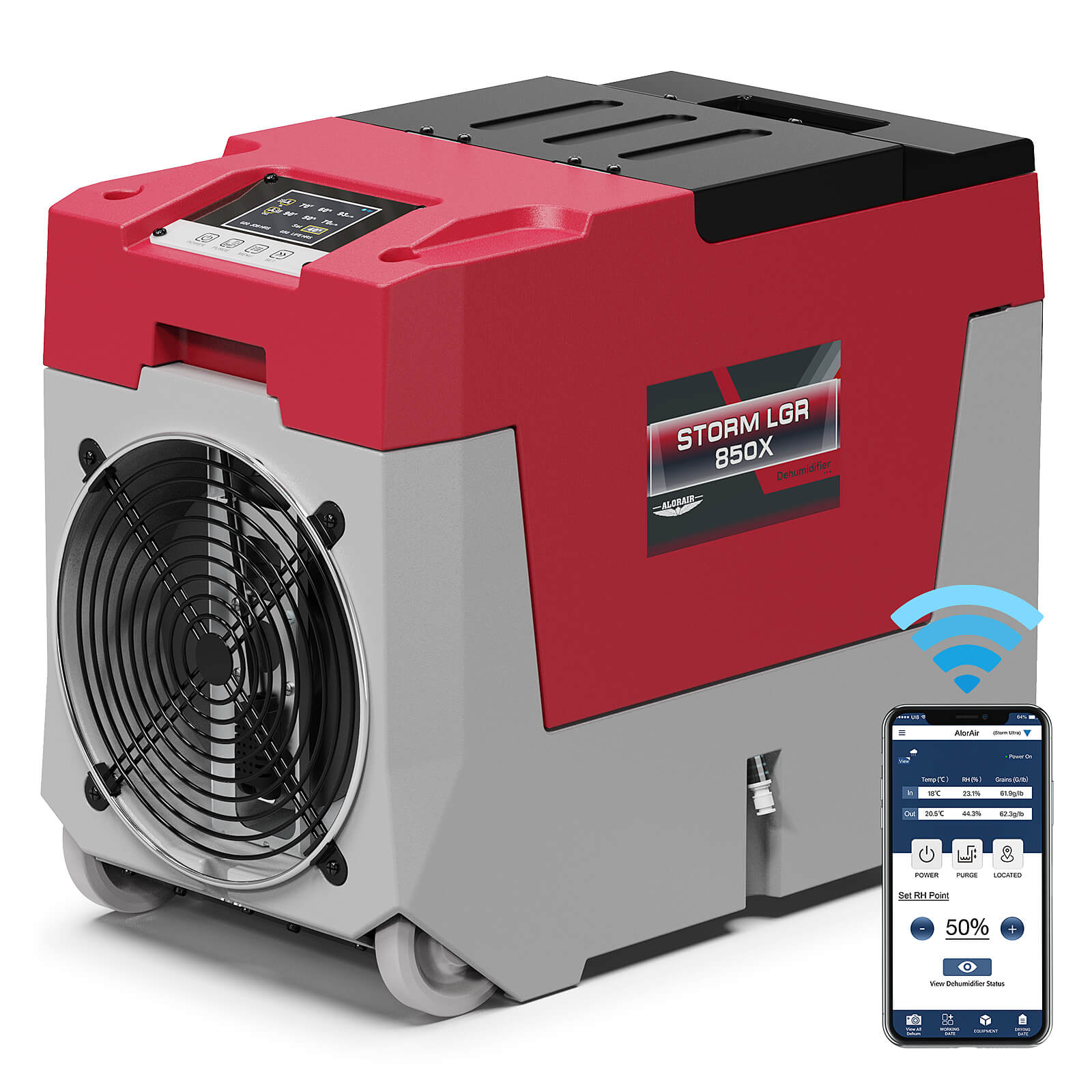 AlorAir® Commercial Pack, 1xStorm LGR 850X Smart WIFI Dehumidifier, 8xZeus Extreme Air Movers and 1xHEPA Max 970 Air Scrubber Water Damage Restoration Equipment Package