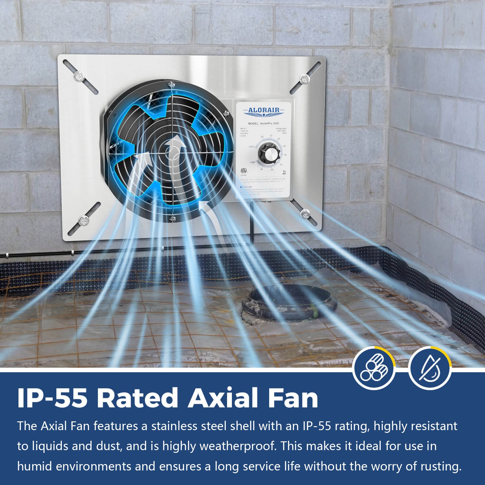 AlorAir® 260CFM Crawl Space Ventilation Fan | VentirPro 260S