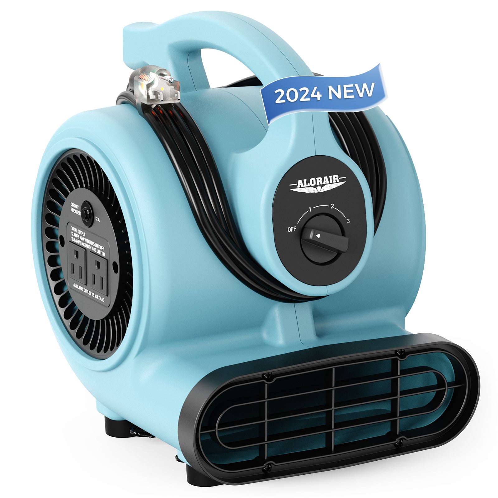 AlorAir® 600 CFM Air Mover with 3 Speeds, 5 Angles and Daisy Chain for Floor Drying Blower Fan | GF600A Blue