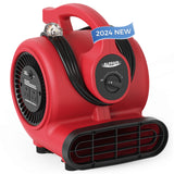 AlorAir® (2024 New) 600 CFM Air Mover Blower Fan with 3 Speeds, 5 Adjustable Angles and Daisy Chain | GF600A Red