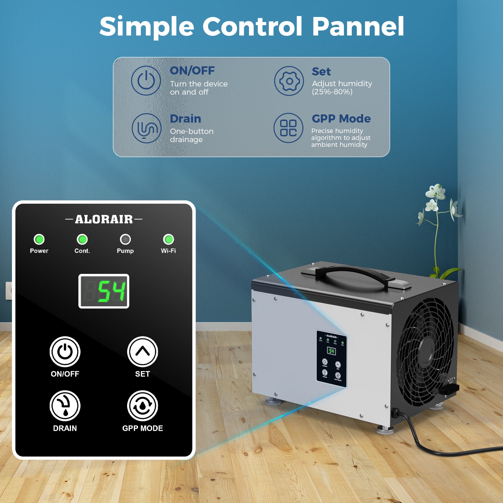 AlorAir WiFi 70 PPD Crawl Space Dehumidifier | Sentinel HD35P WIFI | Size for 1000 Sq Ft