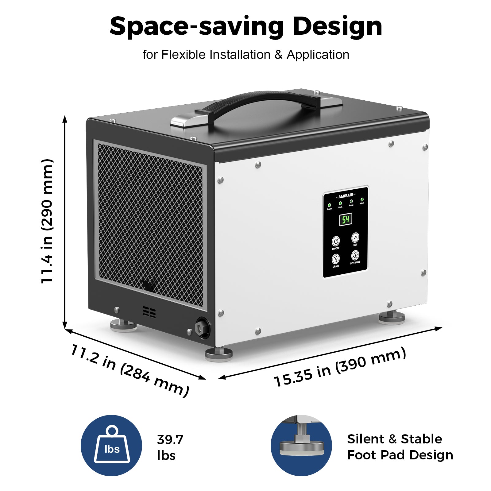 AlorAir WiFi 70 PPD Crawl Space Dehumidifier | Sentinel HD35P WIFI | Size for 1000 Sq Ft