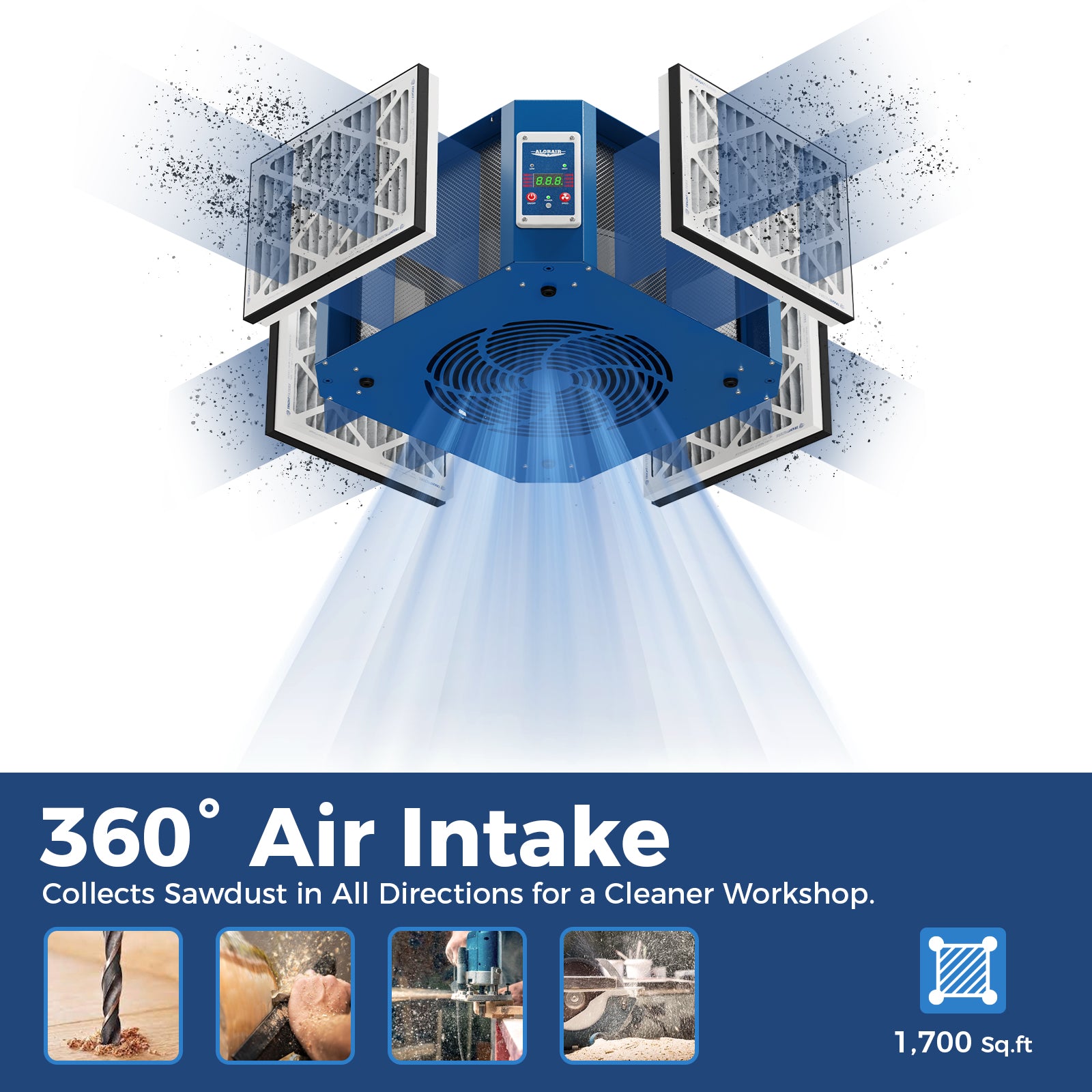 AlorAir Purecare 1350IG 360 degree Intake Air Filtration System with Strong Vortex Fan, Built-in Ionizer