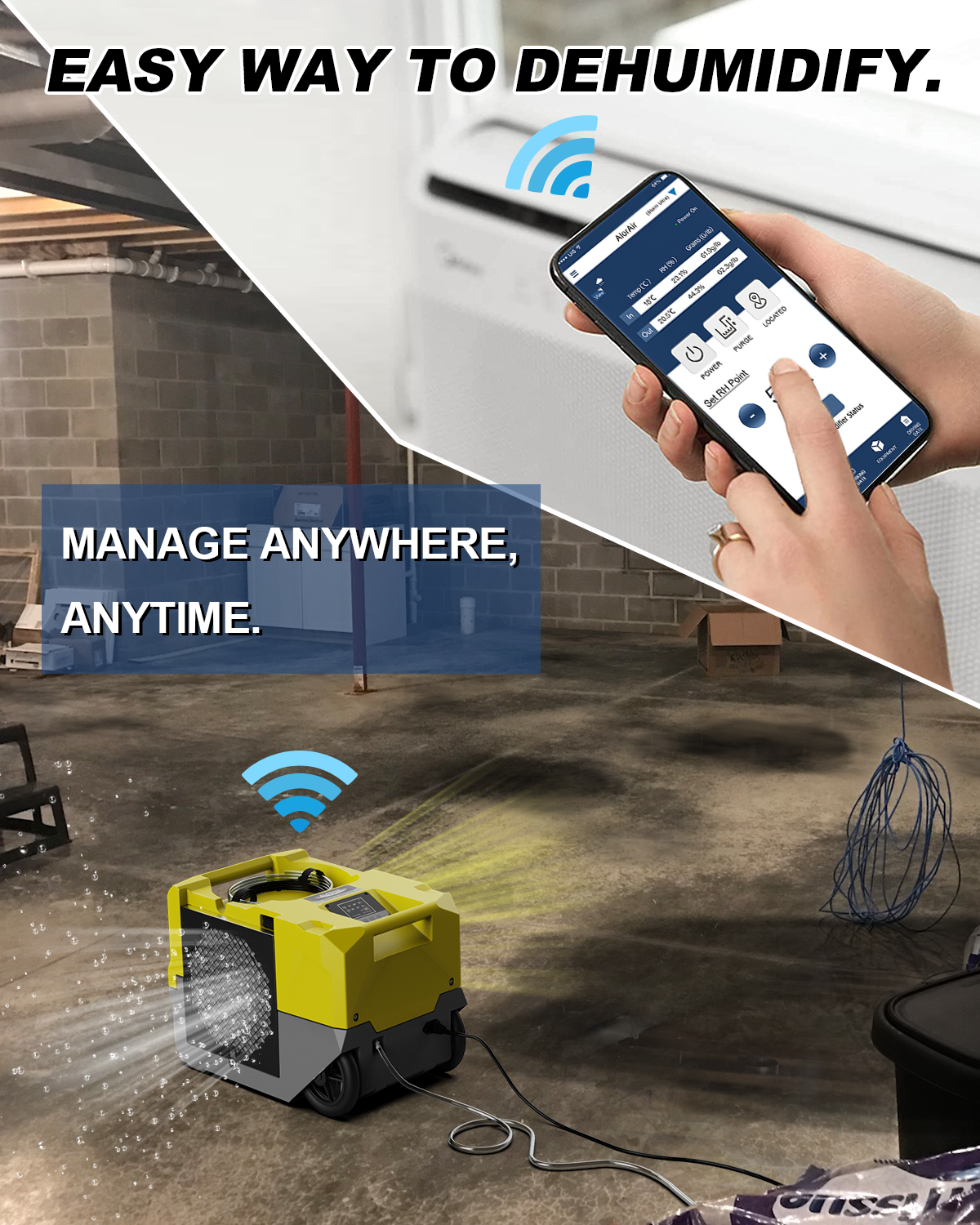 AlorAir® Storm SLGR 1250X | Smart WiFi Dehumidifier 264 PPD High Performance Commercial Dehumidifier with Pump