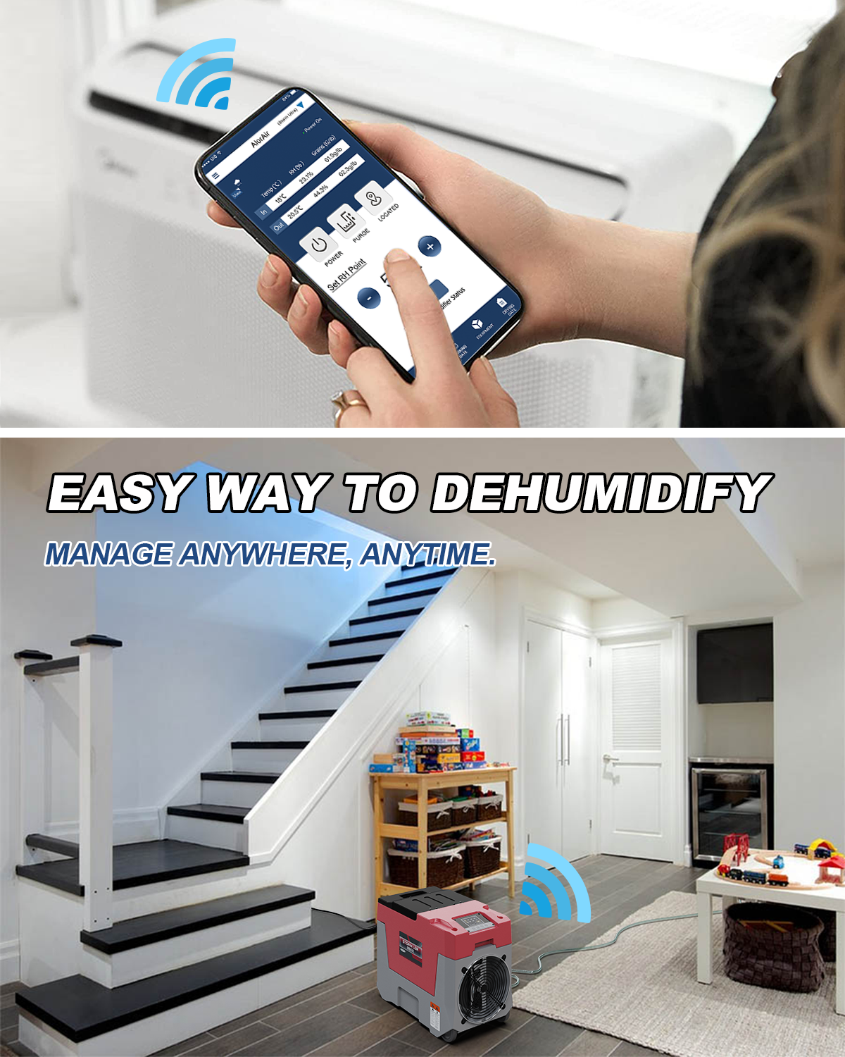 AlorAir® Storm LGR 850X | 180 PPD Smart Wi-Fi Commercial Dehumidifier with Pump