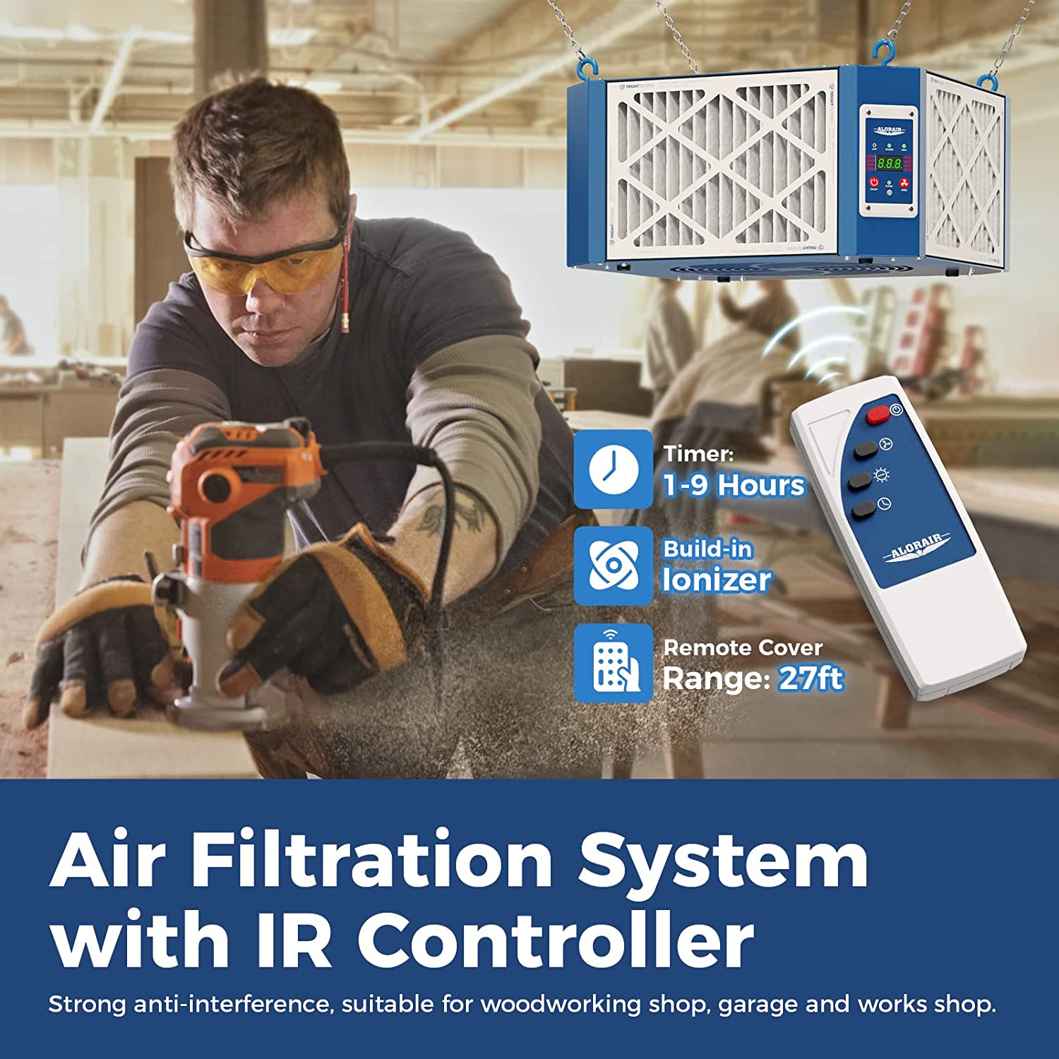 AlorAir Purecare 1350IG 360 degree Intake Air Filtration System with Strong Vortex Fan, Built-in Ionizer