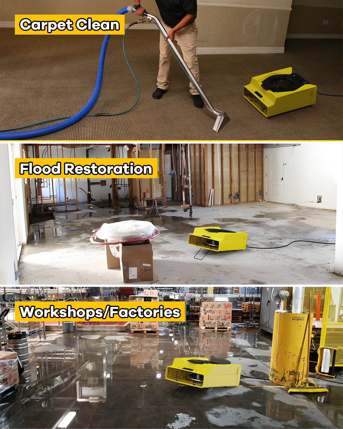 AlorAir Wholesale Pack Zeus 900 Air Mover for Water Damage Restoration (Pack of 4/6/12)