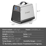 BaseAire 888 Pro 7,000 mg/h Ozone Generator, Digital O3 Machine Home Ozone Machine Deodorizer