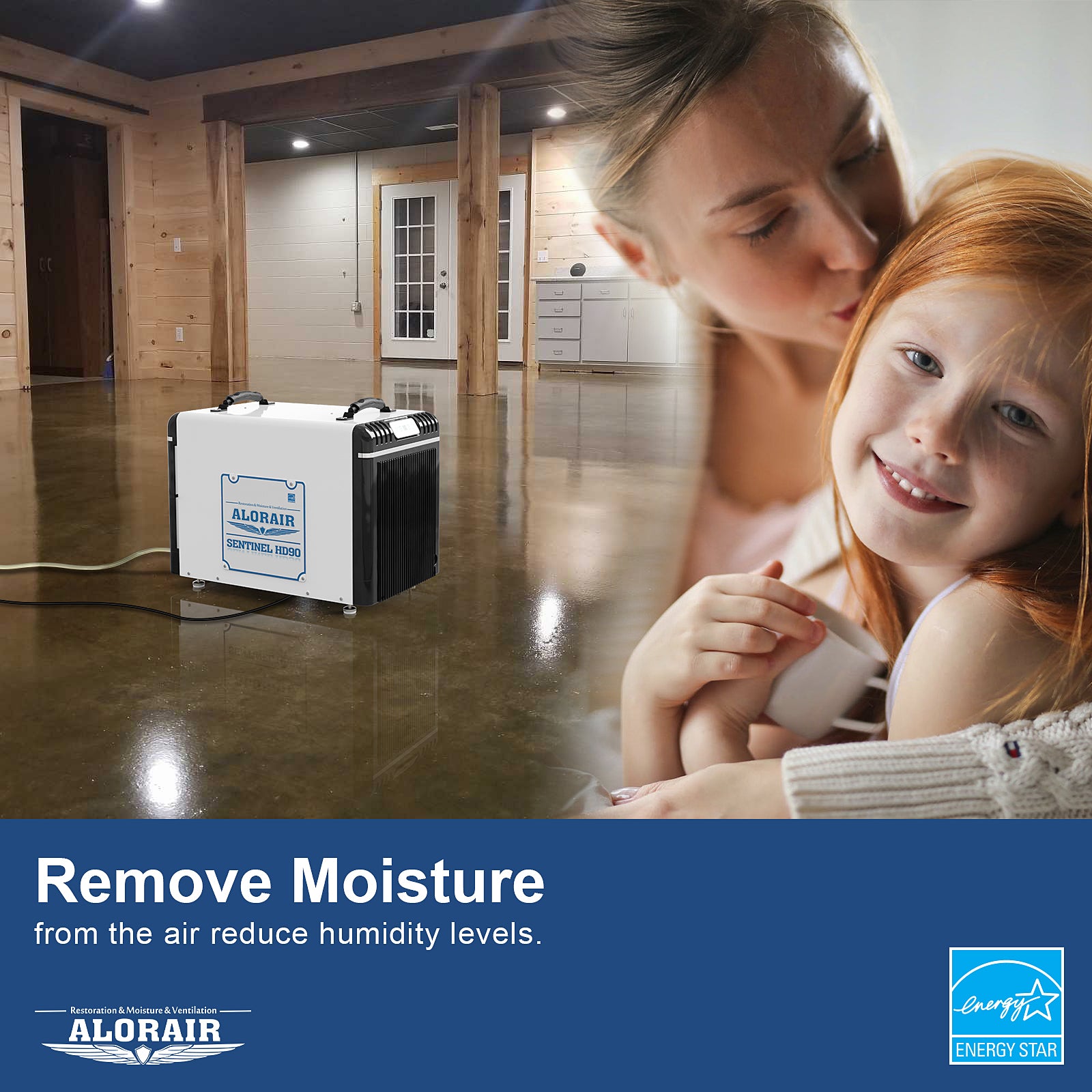 Alorair® Sentinel HD90: Large Basement/Crawl Space Dehumidifier