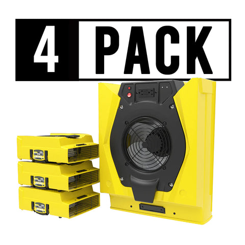 AlorAir 4 Pack Zeus 900 Air Mover Commercial Blower for Carpets, Walls, Plumbing Use, Variable Speed Floor Blower Fan, 950 CFM with 1.8 Amps, Circuit Breaker Protection, on-Board Duplex GFCI, Yellow